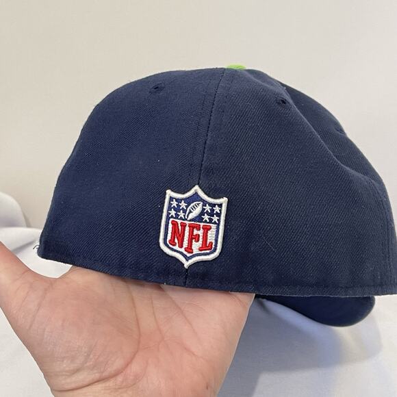 Seattle Seahawks Football NFL New Era Fitted Hat 7 1/4 59Fifty Navy Embroidered - Picture 5 of 11